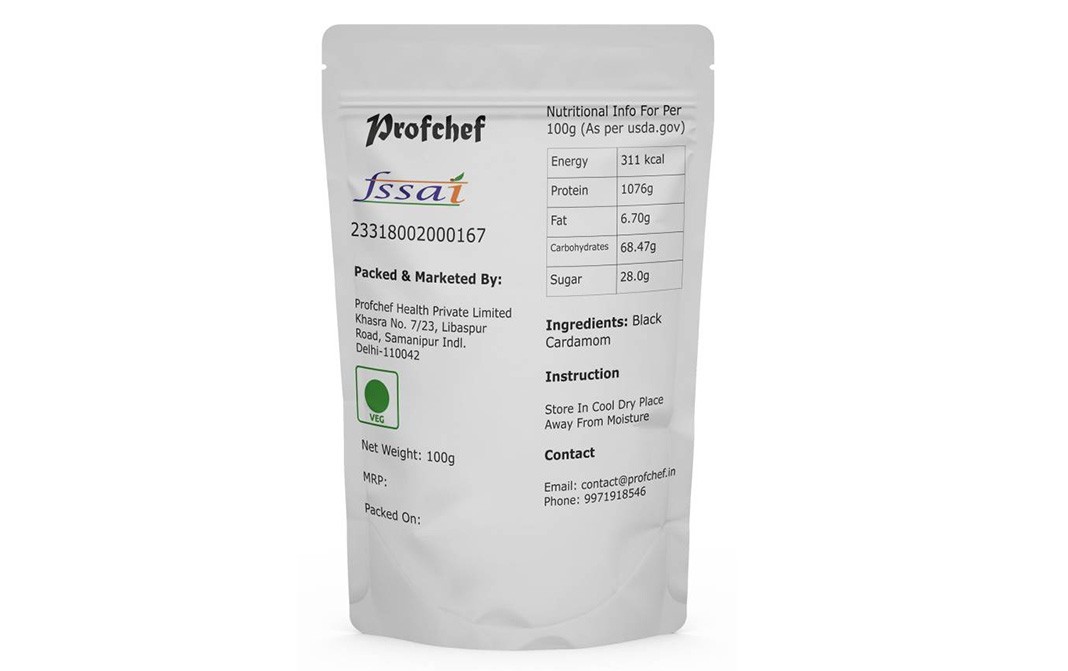 Profchef Black Cardamom    Pack  100 grams